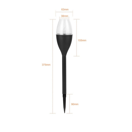 Lampa solara LED tip pahar de vin pentru gradina , inaltime 37.5 cm, efect de flacara, material PVC si ABS, 2V, 200mAh, alb cald [1]