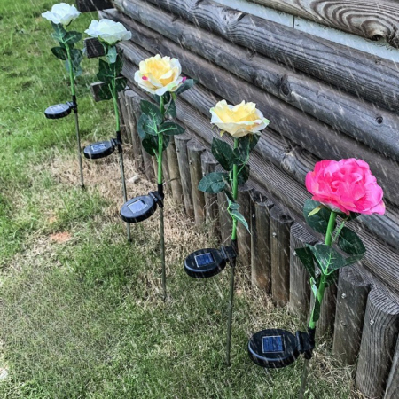 Lampa Solara LED tip Trandafir cu o floare pentru Gradina, Inaltime 75 cm,  [2]