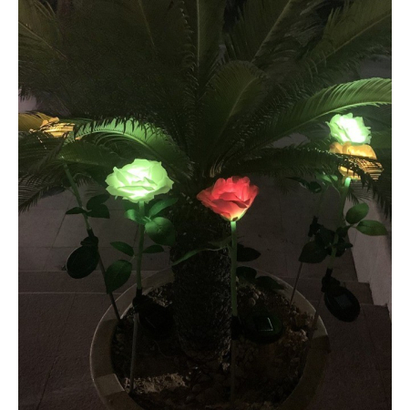 Lampa Solara LED tip Trandafir cu o floare pentru Gradina, Inaltime 75 cm,  [3]
