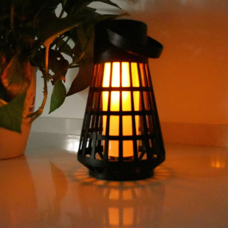 Lampa Solara pentru Gradina, , Reincarcabila de la Soare, Model Felinar, Portabila cu Picior, Lumina Calda, 12 cm, Negru [2]