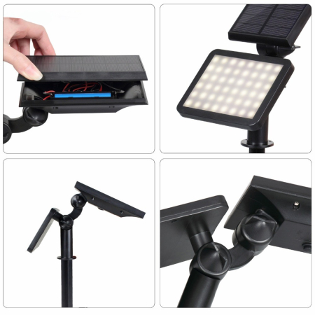 Lampa solara pentru terasa/gradina 48 de LED-uri , cu 2 moduri de fixare, senzor de lumina, IP44, material ABS, 5W, 80 lm, 26.5 cm x 14 cm, Alb Rece [6]