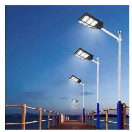 Lampa solara stradala , cu telecomanda, senzor de miscare si lumina, suport prindere, 480 LED-uri, IP65, ABS, 15AH, 300W, temperatura culoare 6500K, 44.6x34.8x7.2 cm, autonomie 10-12 ore, negru [3]