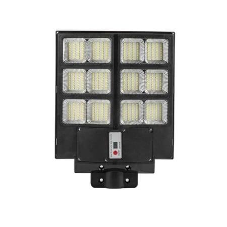✨TOATE PRODUSELE✨ - Lampa solara stradala , cu telecomanda, senzor de miscare si lumina, suport prindere, 480 LED-uri, IP65, ABS, 15AH, 300W, temperatura culoare 6500K, 44.6x34.8x7.2 cm, autonomie 10-12 ore, negru