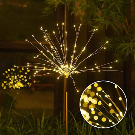 Lampa solara sub forma de artificii, 90 LED-uri, alb cald,  [10]