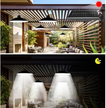 Lampa solara tip pendul, panou solar independent cu cablu de 3 metri, cu telecomanda [6]