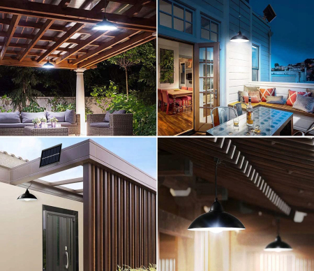 Lampa solara tip pendul, panou solar independent cu cablu de 3 metri, cu telecomanda [3]