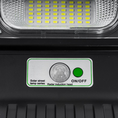 Lampă stradală solară , cu telecomandă, 36 cm x 11.5 cm, 108 COB LED, 2592 Lumeni, 21.6 W - echivalent 172 W bec incadescent, IP65, Senzor de Miscare, Senzor de Lumina, 2 Grile, Alb Rece [1]