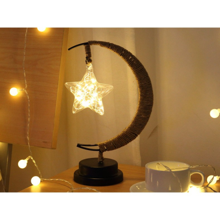 Lampa veghe , semi-luna cu stea din sticla, led, 28x15 cm, alb cald [2]