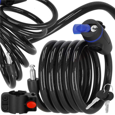 Lant antifurt bicicleta si trotineta, inchidere cheie, lungime 180 cm, Otel, Negru [3]
