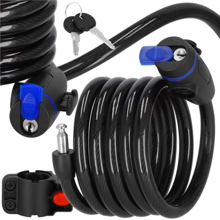 Lant antifurt bicicleta si trotineta, inchidere cheie, lungime 180 cm, Otel, Negru [1]