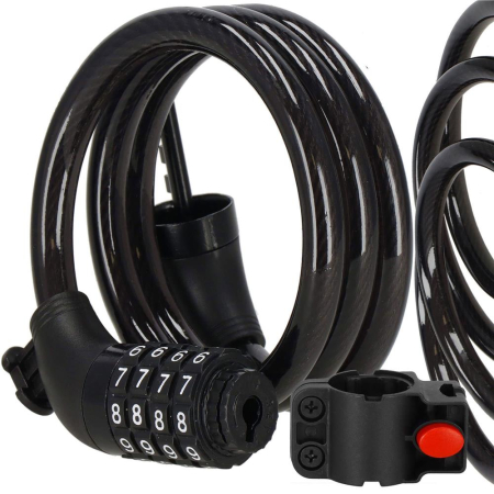 Lant antifurt bicicleta si trotineta, inchidere cifru, lungime 95 cm, Otel, Negru [11]