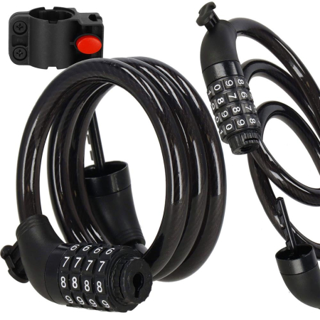 Lant antifurt bicicleta si trotineta, inchidere cifru, lungime 95 cm, Otel, Negru [12]