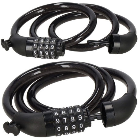 Lant antifurt bicicleta si trotineta, inchidere cifru, lungime 95 cm, Otel, Negru [1]