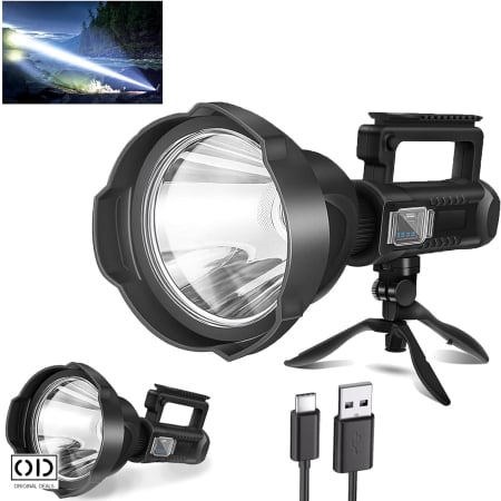 Lanterna Foarte Puternica cu 4 Moduri de Iluminare, Acumulator Intern 1300mAh, Functie PowerBank, 1500m