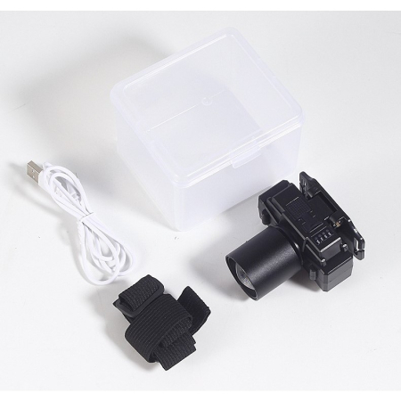 Lanterna LED de Montat pe Cap, , cu Raza Lunga de Zoom, Far Telescopic, Reglabil, Rezistent la Apa, pentru Pescuit in Aer Liber, Camping, Lumina Puternica, Lanterna, 7x4.5x6 cm, Negru [10]