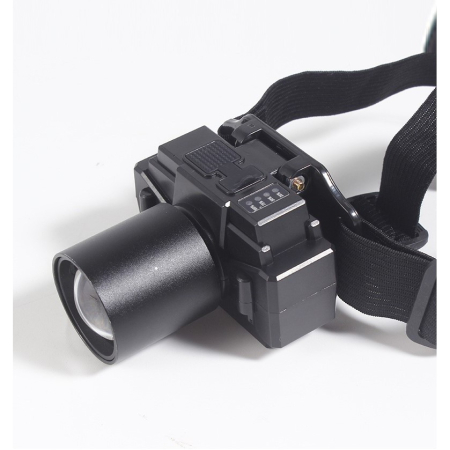 Lanterna LED de Montat pe Cap, , cu Raza Lunga de Zoom, Far Telescopic, Reglabil, Rezistent la Apa, pentru Pescuit in Aer Liber, Camping, Lumina Puternica, Lanterna, 7x4.5x6 cm, Negru [9]