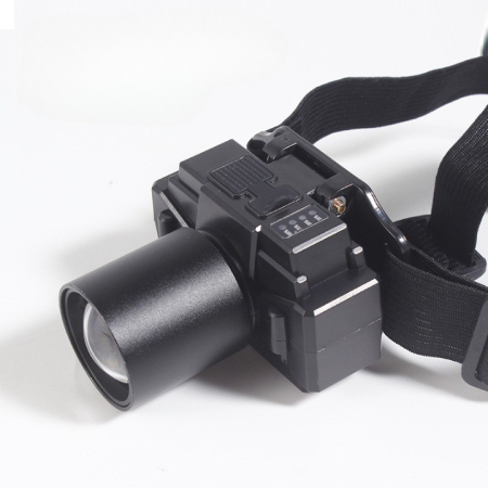 Lanterna LED de Montat pe Cap, , cu Raza Lunga de Zoom, Far Telescopic, Reglabil, Rezistent la Apa, pentru Pescuit in Aer Liber, Camping, Lumina Puternica, Lanterna, 7x4.5x6 cm, Negru [5]