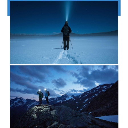 Lanterna LED de Montat pe Cap, , cu Raza Lunga de Zoom, Reincarcabila USB, Far Telescopic, Rezistent la Apa, Reglabil, pentru Pescuit in Aer Liber, Camping, Lumina Puternica, Lanterna, 7.5x5.8x5.5 cm, Gri [4]