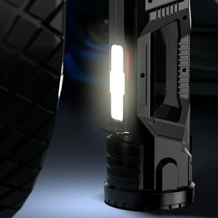 Lanterna LED, , Incarcare USB, Autonomie 8-24h, 2 Surse de Lumina, Principal si Lateral, Raza Maxima 100-200 m, COB, 5W, 23 x 10 x 10 cm, Negru [5]