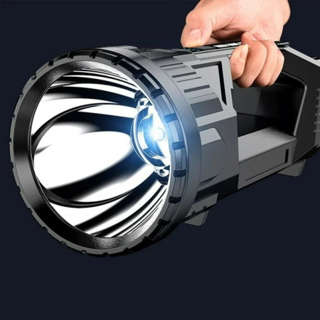 Lanterna LED, , Incarcare USB, Autonomie 8-24h, 2 Surse de Lumina, Principal si Lateral, Raza Maxima 100-200 m, COB, 5W, 23 x 10 x 10 cm, Negru [4]