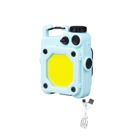 Lanterna Mini de Buzunar Tip Breloc, , Incarcare prin USB Type C, Multifunctionala, pentru Exterior, Camping, Alpinism, Ciclism, Mini Lanterna Elvis, 6.1 x 5 x 2.5 cm, Lumina Puternica, Culoare Albastru [2]