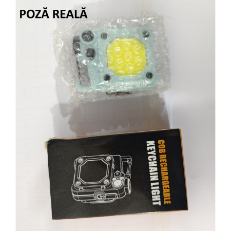 Lanterna Mini de Buzunar Tip Breloc, , Incarcare prin USB Type C, Multifunctionala, pentru Exterior, Camping, Alpinism, Ciclism, Mini Lanterna Elvis, 6.1 x 5 x 2.5 cm, Lumina Puternica, Culoare Albastru [3]