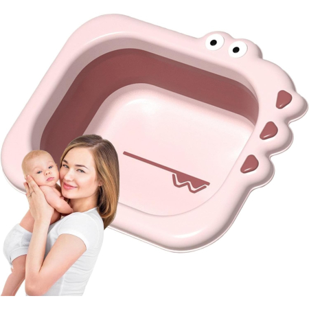 Lavoar Pliabil, , pentru Copii, din PP/TPE, Portabil, Model Crocodil, 30x24.5x9 cm, Roz [3]