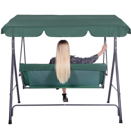 Leagan Balansoar Sersimo Luna cu Pernite pentru Terasa sau Gradina, 3 locuri, 220kg, verde [7]