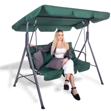 Leagan Balansoar Sersimo Luna cu Pernite pentru Terasa sau Gradina, 3 locuri, 220kg, verde [1]