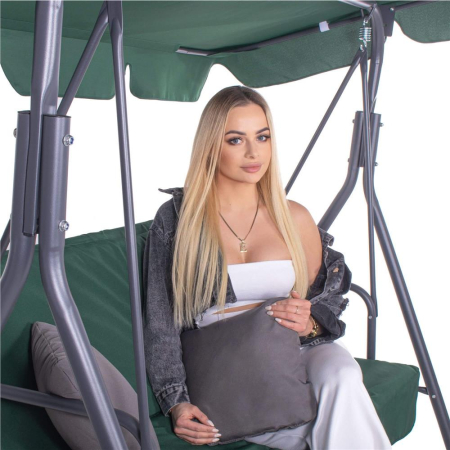 Leagan Balansoar Sersimo Luna cu Pernite pentru Terasa sau Gradina, 3 locuri, 220kg, verde [15]