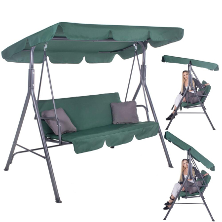Leagan Balansoar Sersimo Luna cu Pernite pentru Terasa sau Gradina, 3 locuri, 220kg, verde [4]