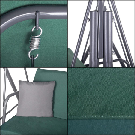 Leagan Balansoar Sersimo Luna cu Pernite pentru Terasa sau Gradina, 3 locuri, 220kg, verde [10]