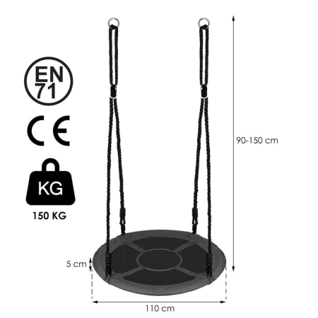 Leagan tip cuib 110cm, inaltime reglabila, 150 kg, Gri [25]