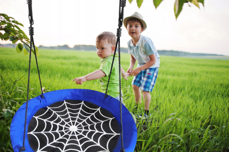 Leagan tip cuib Spider, 100cm, inaltime reglabila, 150 kg, Albastru Negru [3]