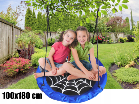 Leagan tip cuib Spider, 100cm, inaltime reglabila, 150 kg, Albastru Negru [2]