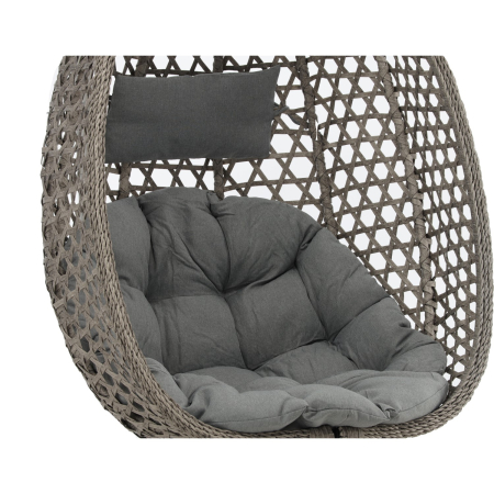 Leagan tip cuib suspendat, cu perna, cadru metalic si cos PE, 103x95x185 cm, gri [3]