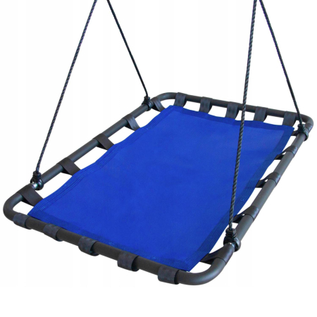 Leagan tip hamac 120x80 cm, cu rama metalica si prindere dubla, pentru gradina sau terasa, albastru [0]