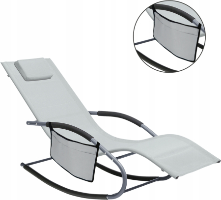 Leagan tip sezlong pentru gradina 148x63x87 cm, structura otel, textilen, design ergonomic, gri deschis [2]