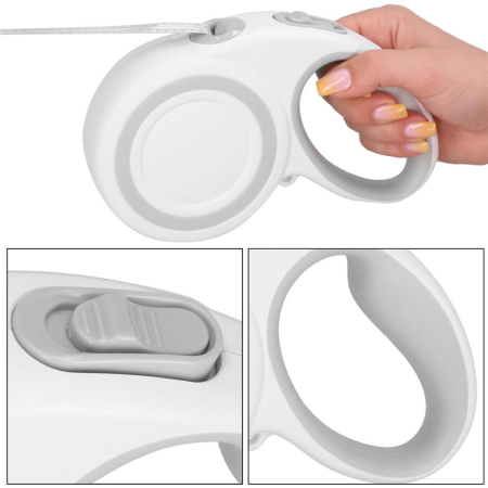 Lesa automata retractabila, pentru rase mari pana la 50kg, 500 cm, alb gri [8]