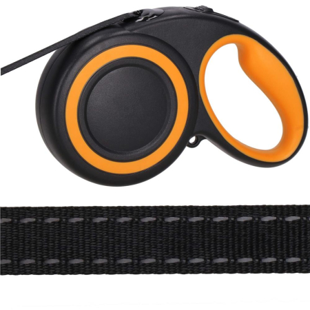 Lesa automata retractabila, pentru rase mari pana la 50kg, 500 cm, negru portocaliu [3]