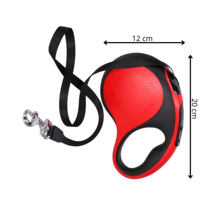 Lesa automata retractabila, pentru rase mari pana la 50kg, 500 cm, suport saci, negru rosu [11]