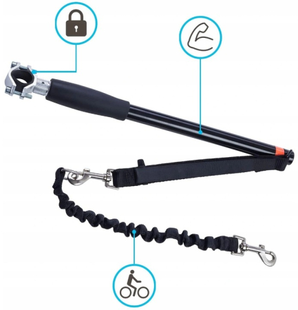 Lesa hands-free de caini pentru bicicleta, Sersimo, Negru [2]