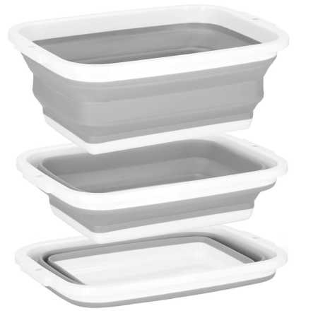 Lighean pliabil, dreptunghiular, din plastic si silicon, 40x29x15cm, 8.5litri, gri [13]