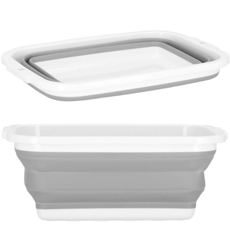 Lighean pliabil, dreptunghiular, din plastic si silicon, 40x29x15cm, 8.5litri, gri [10]