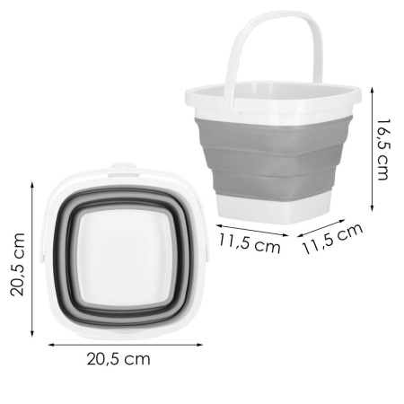 Lighean pliabil, patrat, din plastic si silicon, 21x17cm, 3litri, gri [19]