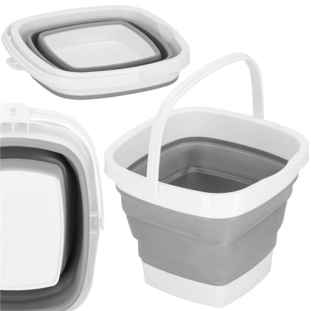 Lighean pliabil, patrat, din plastic si silicon, 21x17cm, 3litri, gri [16]