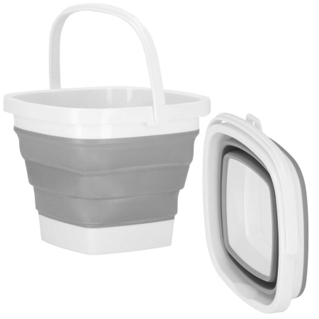 Disponibil livrare locker S - Lighean pliabil, patrat, din plastic si silicon, 30x24cm, 10litri, gri