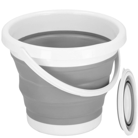 Disponibil livrare locker S - Lighean pliabil, rotund, din plastic si silicon, 25x19cm, 5litri, gri