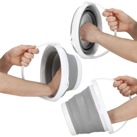 Lighean pliabil, rotund, din plastic si silicon, 25x19cm, 5litri, gri [15]