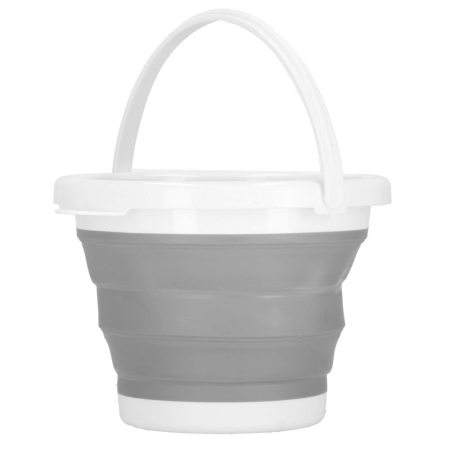 Lighean pliabil, rotund, din plastic si silicon, 25x19cm, 5litri, gri [21]